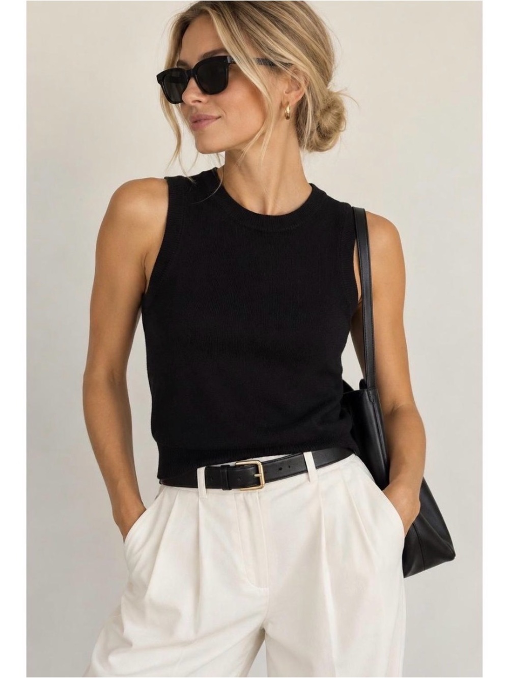 J. Crew Black Ribbed Knit Sleeveless Sweater Top Size Small NEW